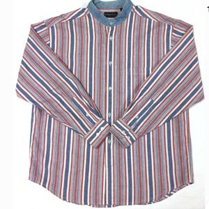 Vintage Oversized Colorblock collarless Shirt M